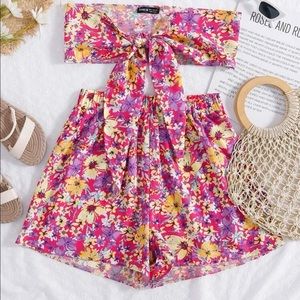 NEW Shein Floral tube top and shorts set